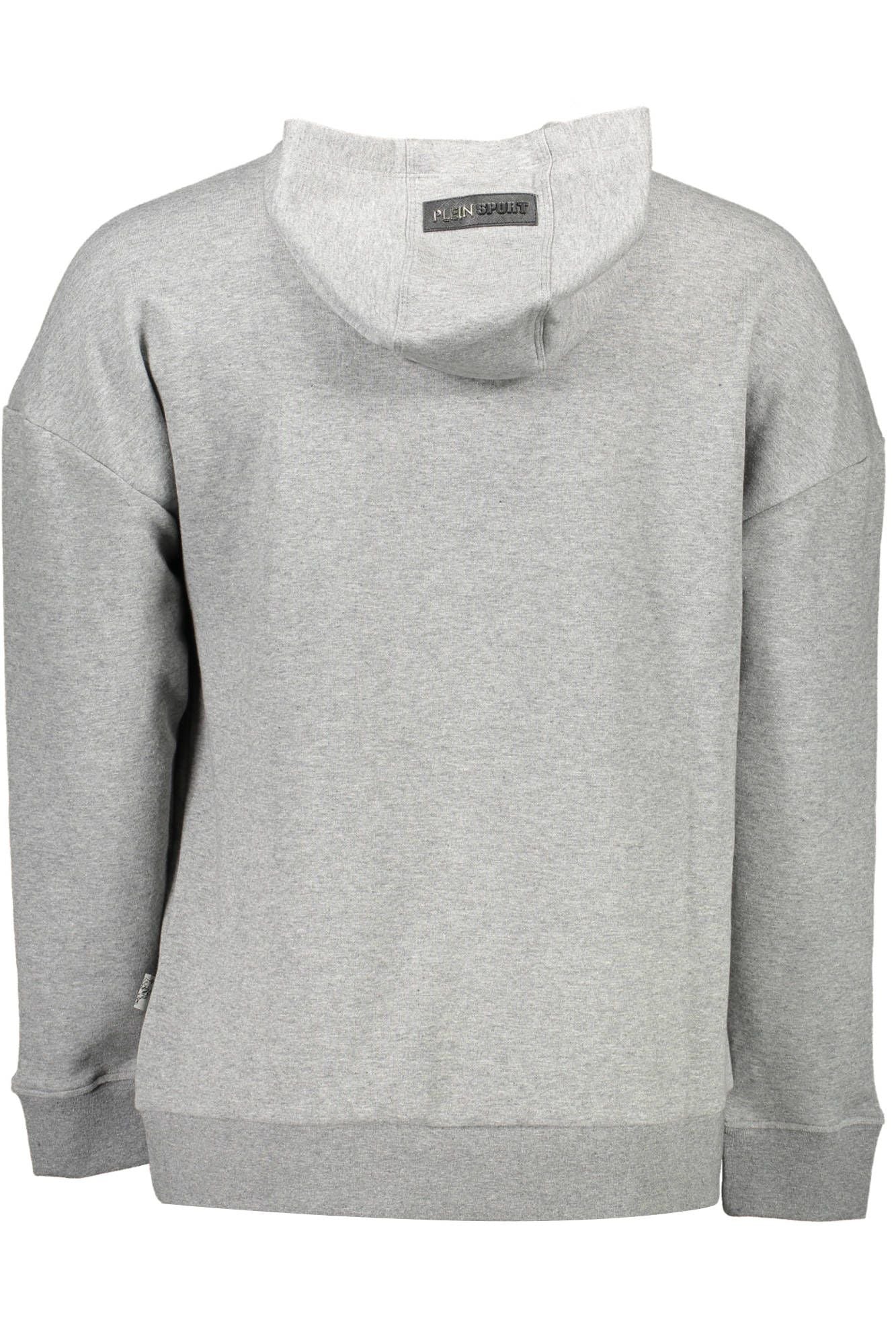 Sleek Gray Cotton Hooded Sweatshirt with Logo Detail