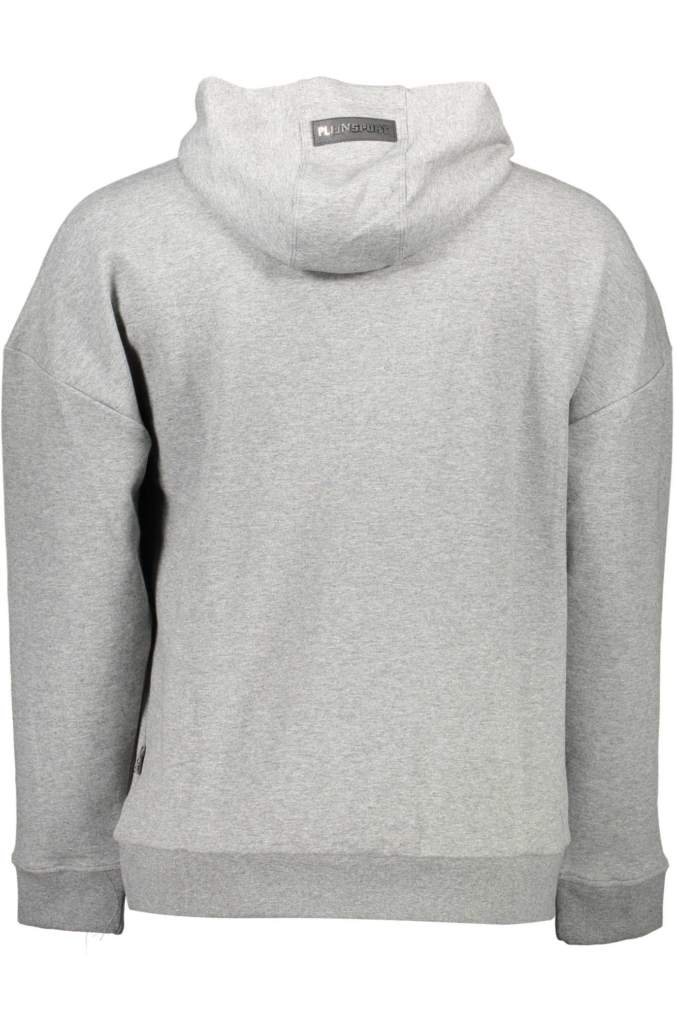 Sporty Gray Hooded Sweatshirt with Contrasting Details