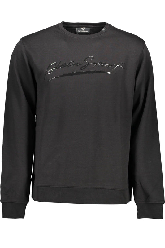 Sleek Black Cotton Sweatshirt with Bold Print