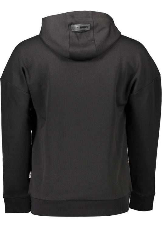 Sleek Black Hooded Sweatshirt with Logo Detail