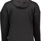 Sleek Black Hooded Sweatshirt with Print Detail