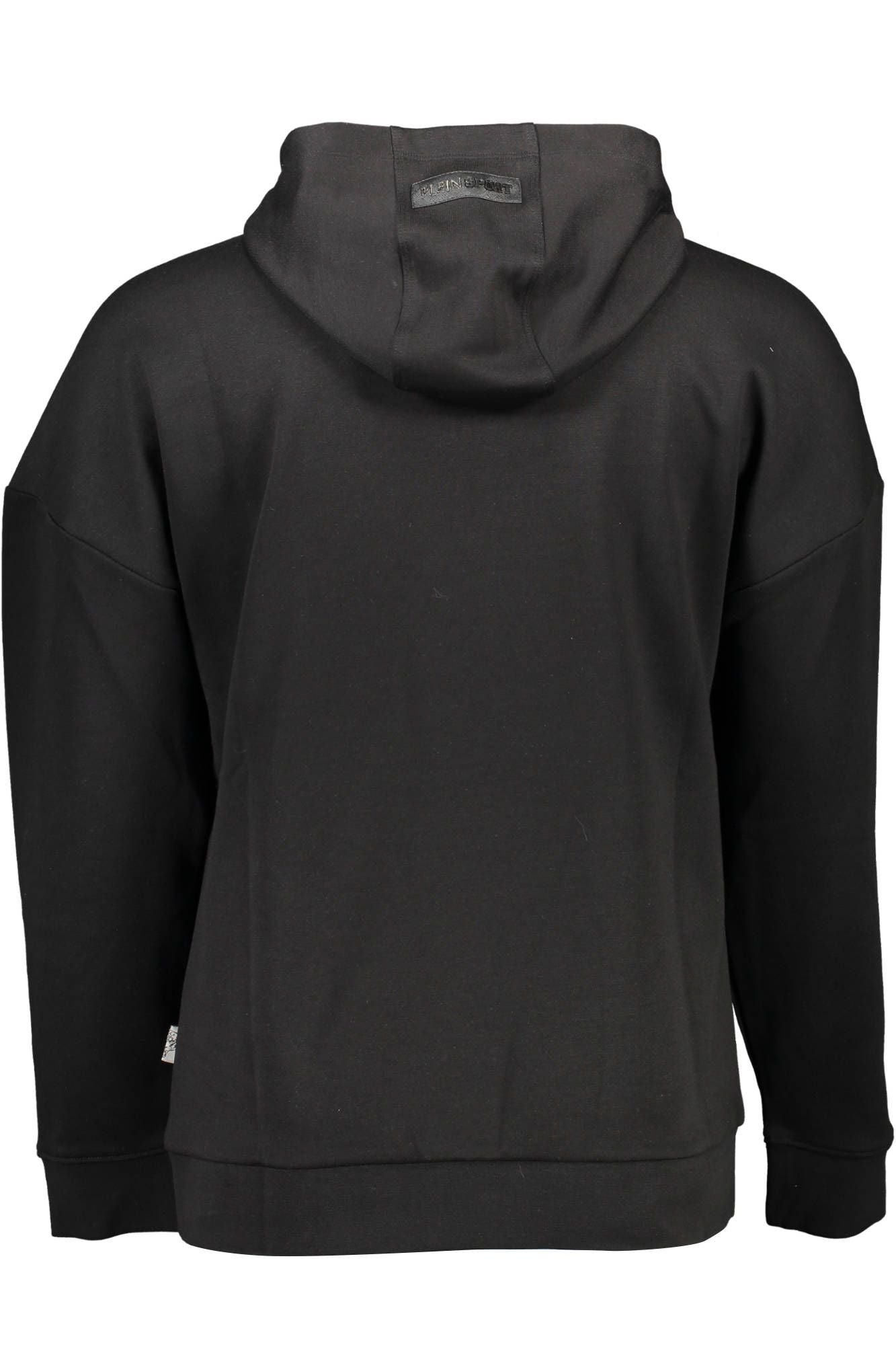 Sleek Black Hooded Cotton Sweatshirt with Logo