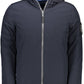 Reversible Hooded Blue Jacket with Logo Detail