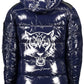 Blue Technical Hooded Jacket with Logo Detail