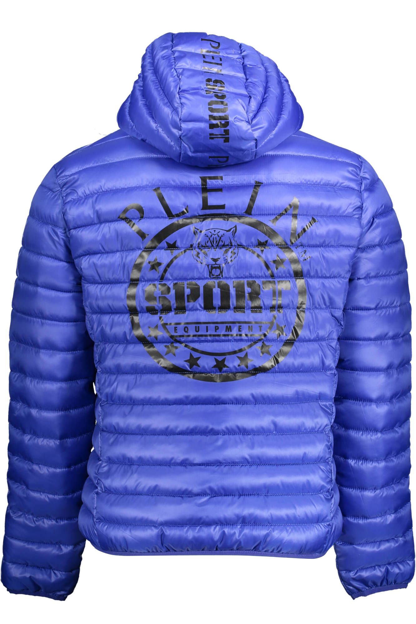 Sleek Blue Hooded Jacket with Contrasting Details