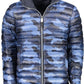 Reversible Hooded Blue Jacket with Logo Detail