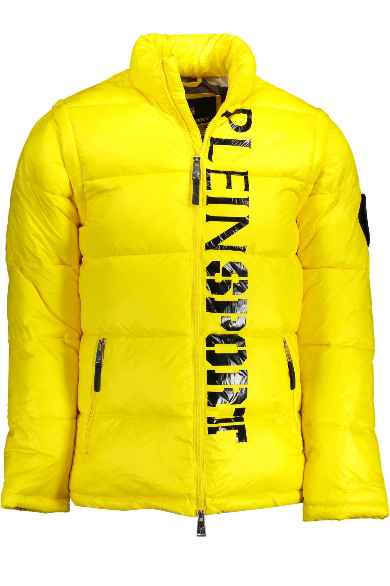 Sleek Polyamide Yellow Jacket with Logo Print