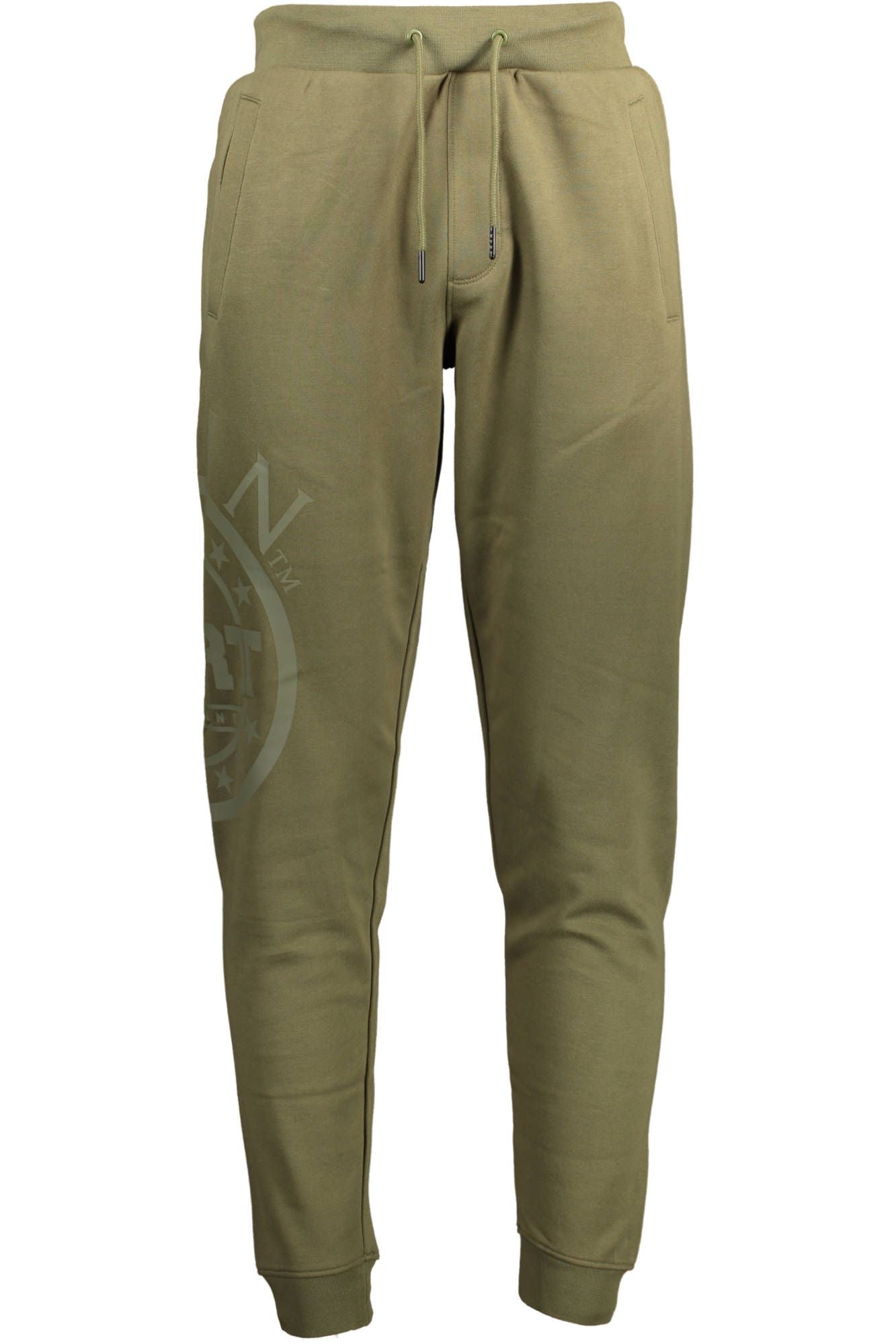 Emerald Green Cotton Sports Trousers with Logo Print