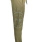 Emerald Green Cotton Sports Trousers with Logo Print