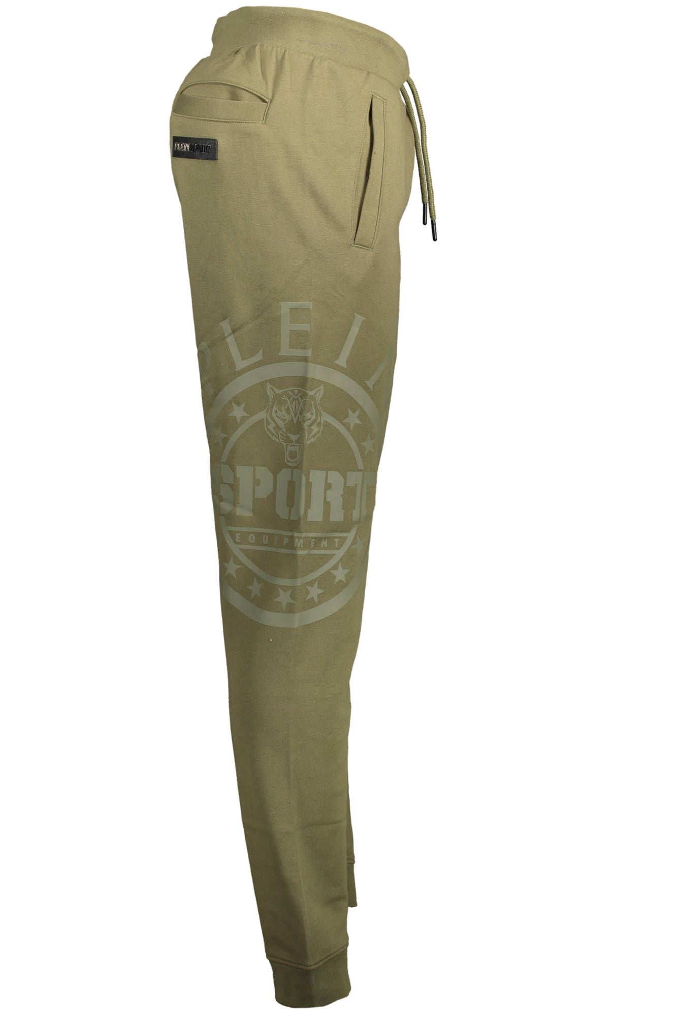 Emerald Green Cotton Sports Trousers with Logo Print