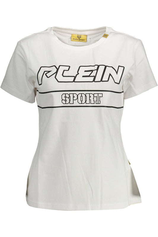 Chic White Cotton Tee with Contrast Logo