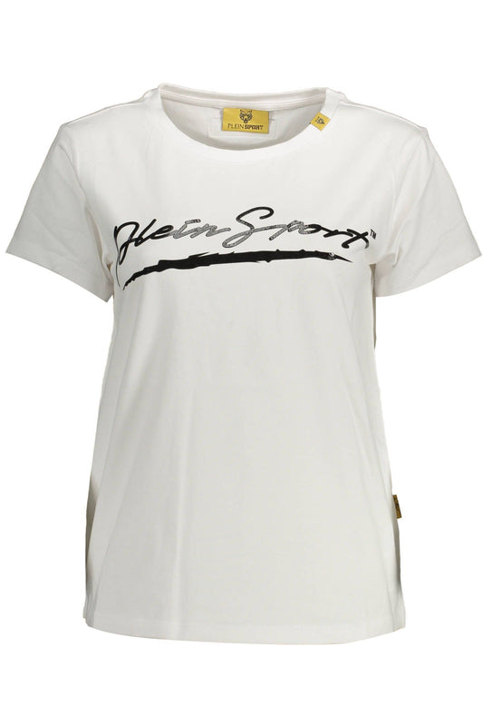 Chic White Cotton Tee with Contrasting Print
