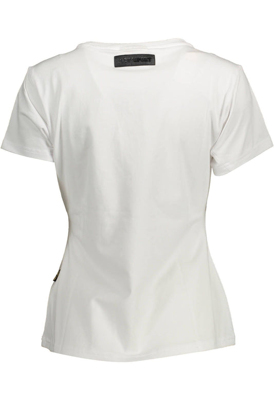 Chic White Cotton Tee with Contrast Logo