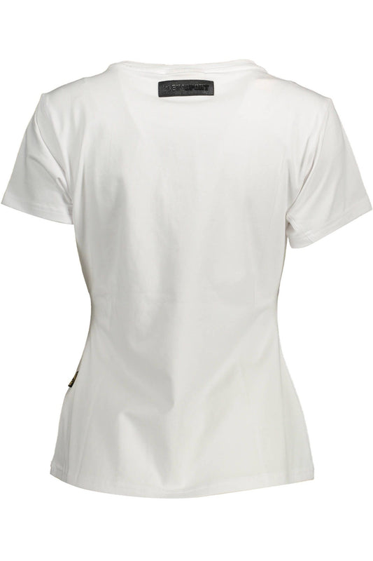 Chic White Cotton Tee with Contrasting Print