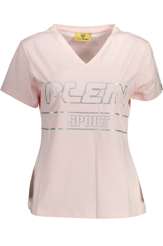 Chic Pink V-Neck Logo Tee