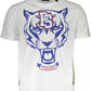 Crisp White Cotton Crew Neck Tee With Bold Print