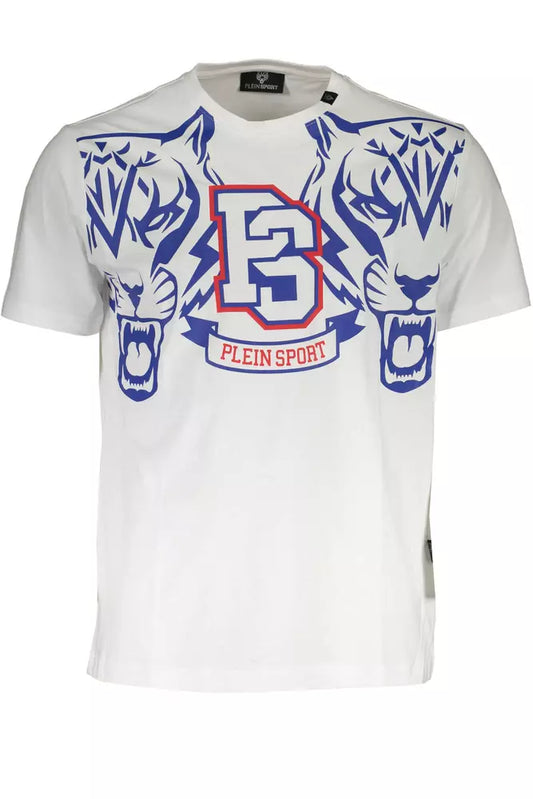 Sleek White Crew Neck Tee with Bold Print