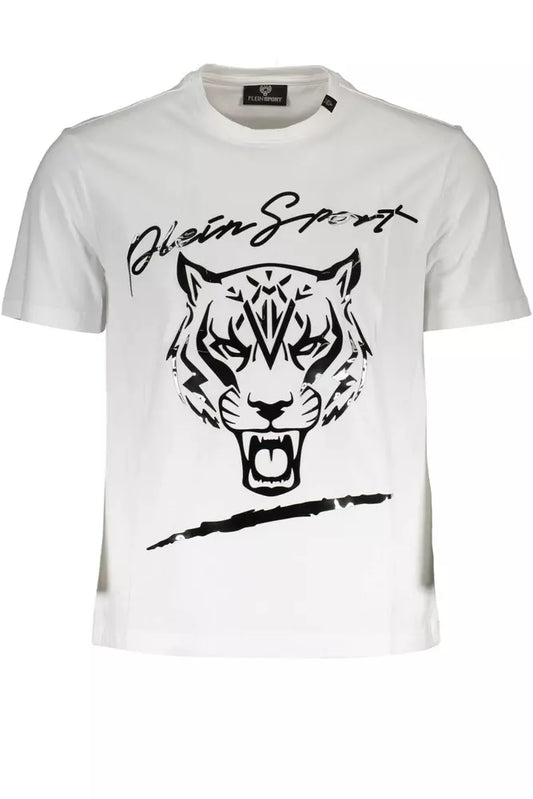 Pristine White Printed Crew Neck Tee