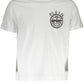 Crisp White Cotton Crew Neck Tee with Bold Print