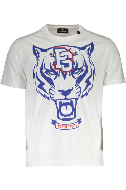 Sleek White Crew Neck Printed Tee