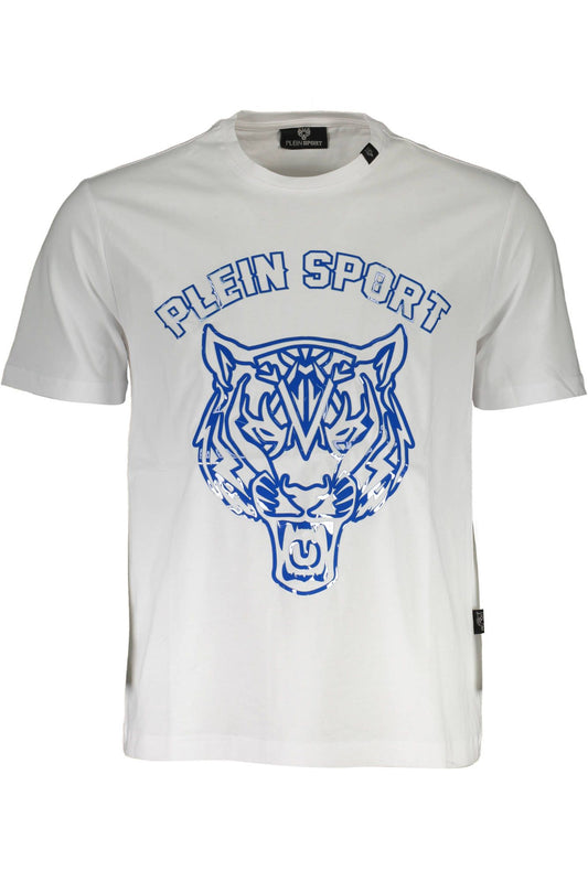 Sleek White Crew Neck Tee with Bold Print