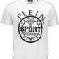 Sleek White Cotton Crew Neck Tee with Contrasting Details