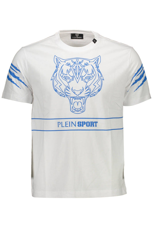 Sleek White Crew Neck Tee with Bold Print