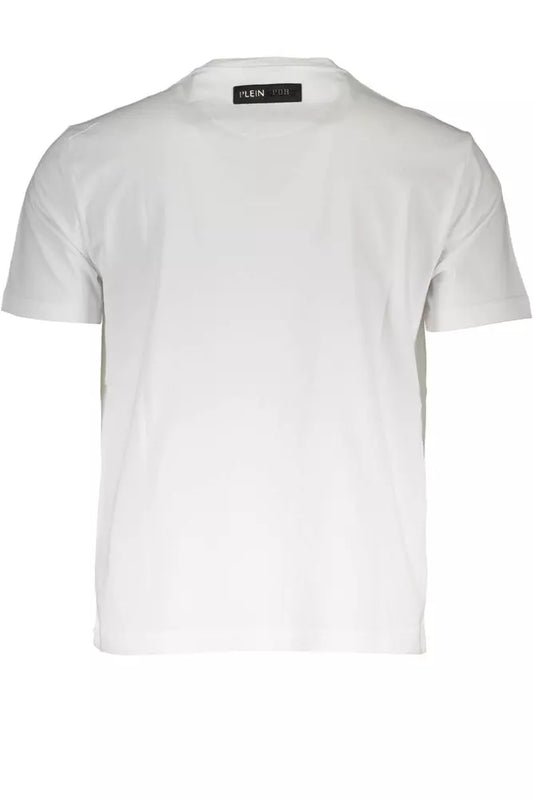 Sleek White Crew Neck Tee with Bold Print