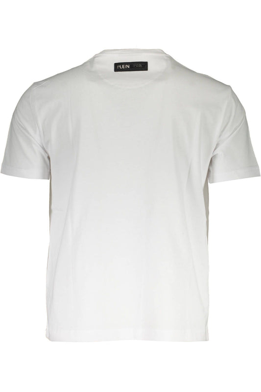 Sleek White Crew Neck Printed Tee