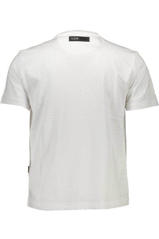 Sleek White Cotton Tee with Bold Prints
