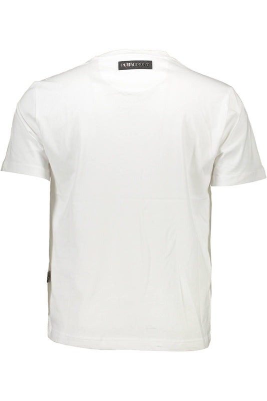 Sleek White Crew Neck Tee with Contrasting Prints