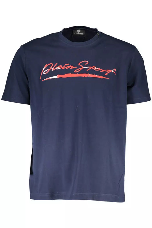 Blue Crew Neck Logo Tee with Print