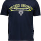 Sleek Blue Crew Neck Tee with Contrasting Details