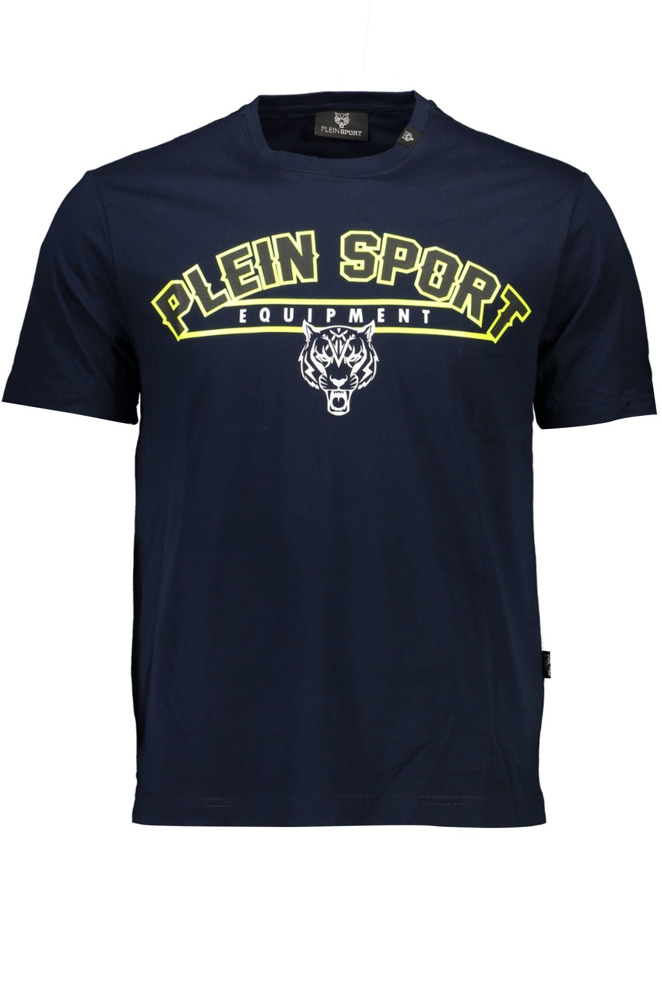 Sleek Blue Crew Neck Tee with Contrasting Details
