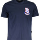 Blue Cotton Logo Tee with Round Neck