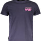 Electric Blue Cotton Crew Neck Tee with Bold Print