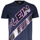 Crew Neck Logo Print Tee in Bold Blue