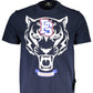 Electric Blue Logo Print Crew Neck Tee