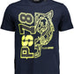 Sleek Blue Printed Crew Neck T-Shirt