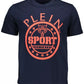 Elevated Blue Cotton Tee with Signature Details