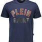 Athletic Blue Crew Neck Tee with Contrasting Details