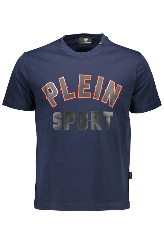 Athletic Blue Crew Neck Tee with Contrasting Details