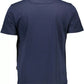 Athletic Blue Crew Neck Tee with Logo Detail