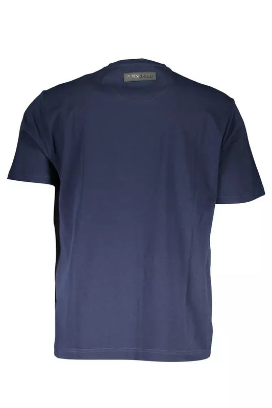 Blue Crew Neck Logo Tee with Print