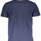 Blue Cotton Crew Neck Tee with Print