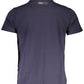 Electric Blue Cotton Crew Neck Tee with Bold Print