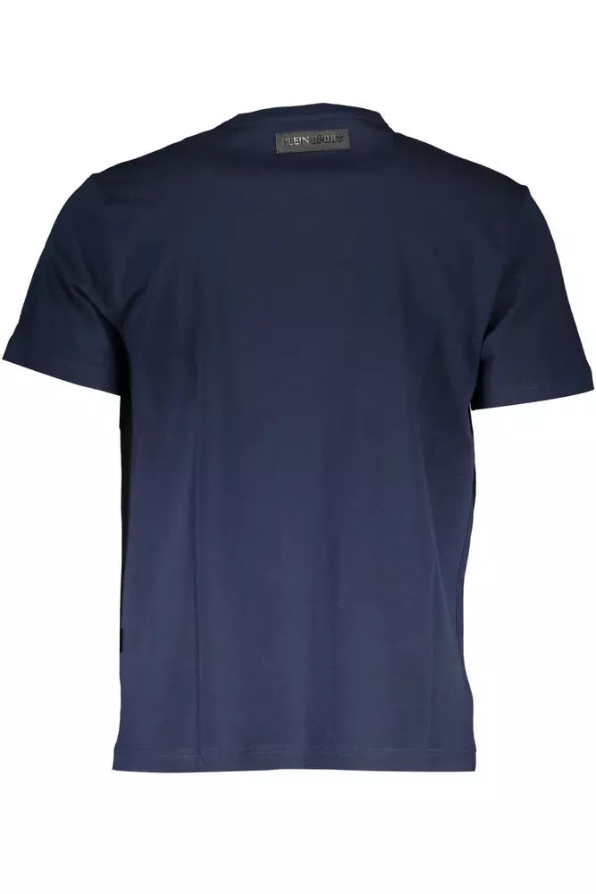 Electric Blue Crew Neck Tee with Bold Print