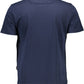 Athletic Blue Crew Neck Tee with Contrasting Details
