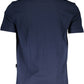 Blue Cotton Logo Tee with Round Neck