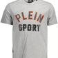 Sleek Gray Cotton Tee with Bold Details